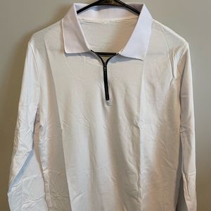 Women’s White Zip Up Long Sleeve Shirt